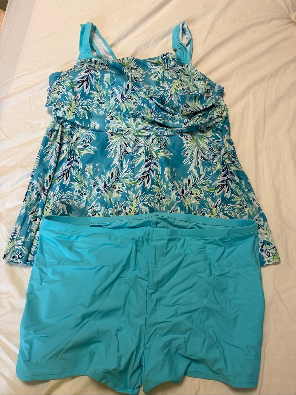 BloomChic Aqua Floral Tankini with Aqua Swim Shorts